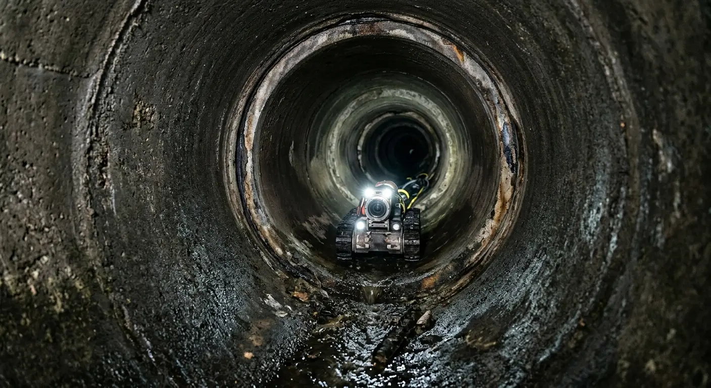 Robotic sewer camera inspecting pipe interior for Sewer Line Repair in Ambridge